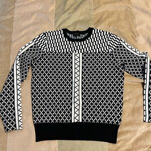 Ted Baker Black and White Geometric Crewneck Sweater